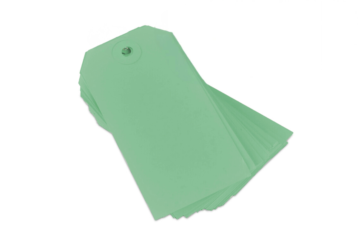 kartonnen labels met versterkt oogje groen - 60 x 120mm (1000 st) kartonnen labels met versterkt oogje groen - 60 x 120mm (1000 st)