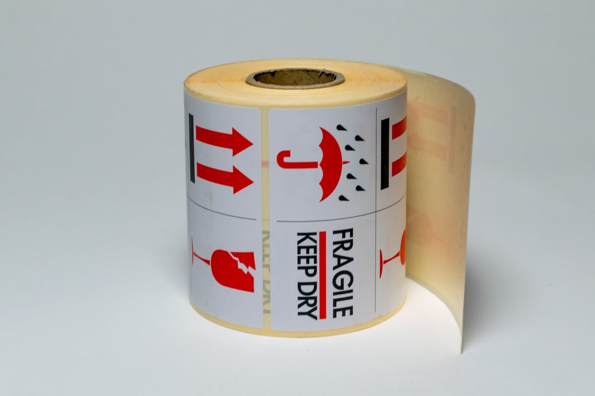Waarschuwingsetiketten "Fragile / Keep dry" - 100 x 100mm (500 st)