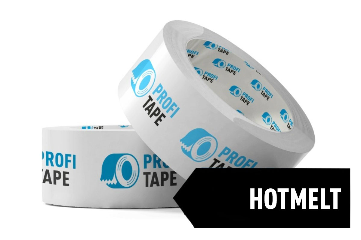 Bedrukte PP hotmelt tape - 25mm x 66m (1 kleur)