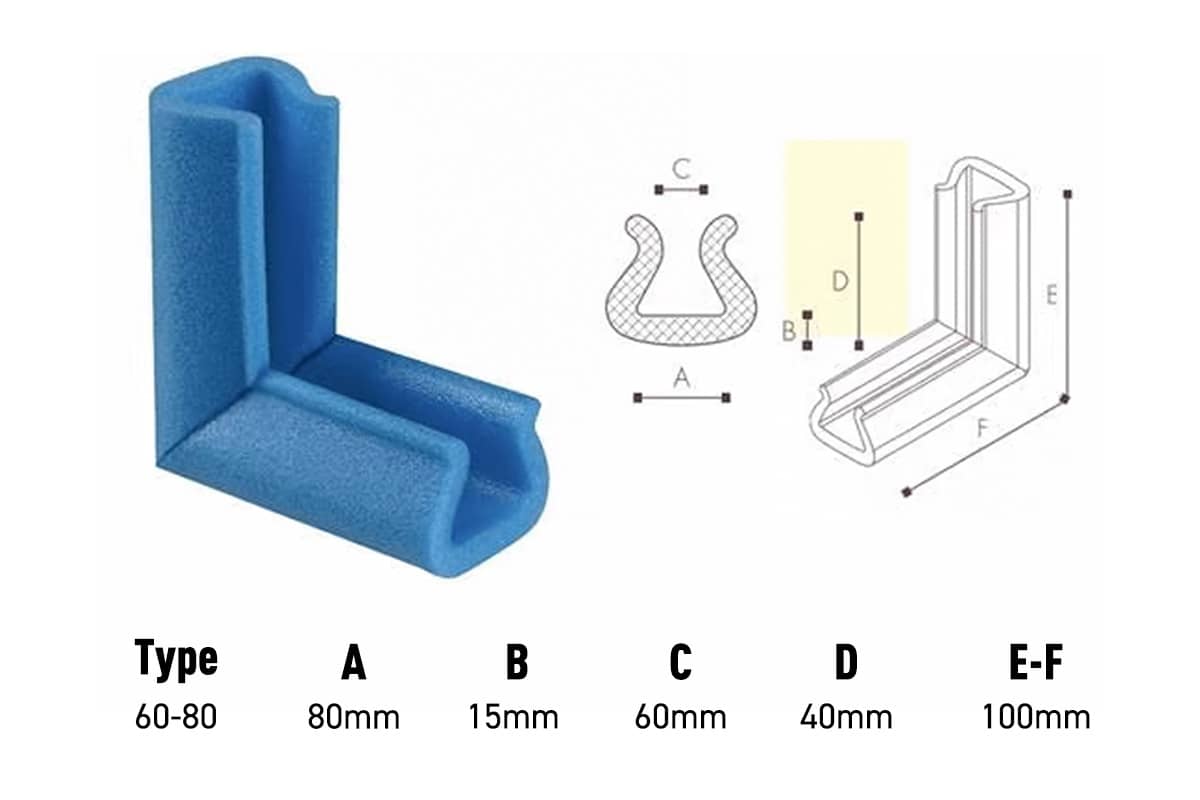 U Schuimprofiel hoekstuk - 45/76mm x 10cm