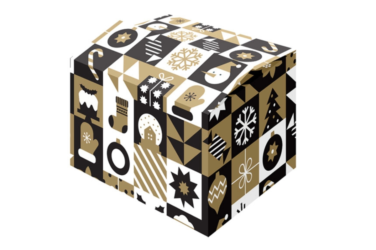 Kerstdoos ''Pattern Gold'' - 5 afmetingen beschikbaar