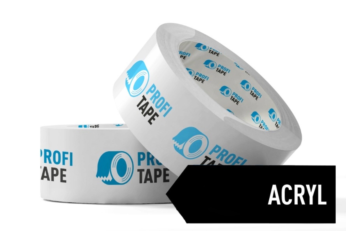 Bedrukte PP acryl tape - 75mm x 66m (1 kleur)
