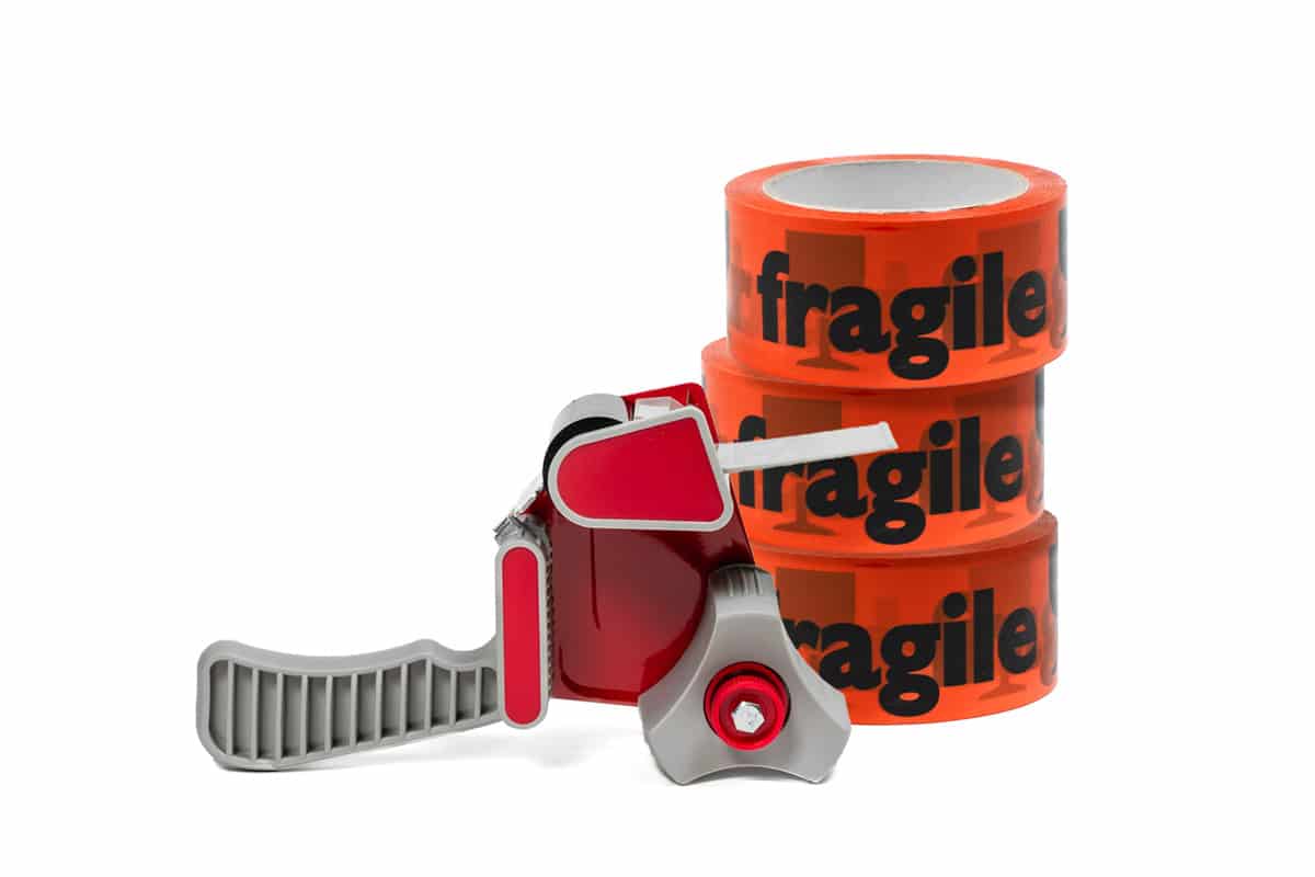 pp acryl waarschuwingstape breekbaar + dispenser shoppen
