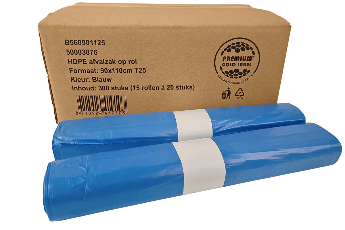 HDPE Afvalzak Blauw 140L - 90 x 110 cm x T25 (300st) HDPE Afvalzak Blauw 140L - 90 x 110 cm x T25 (300st)