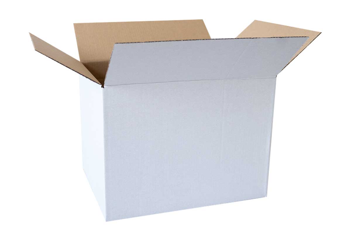Kartonnen doos wit - 400 x 300 x 300mm (enkele golf)