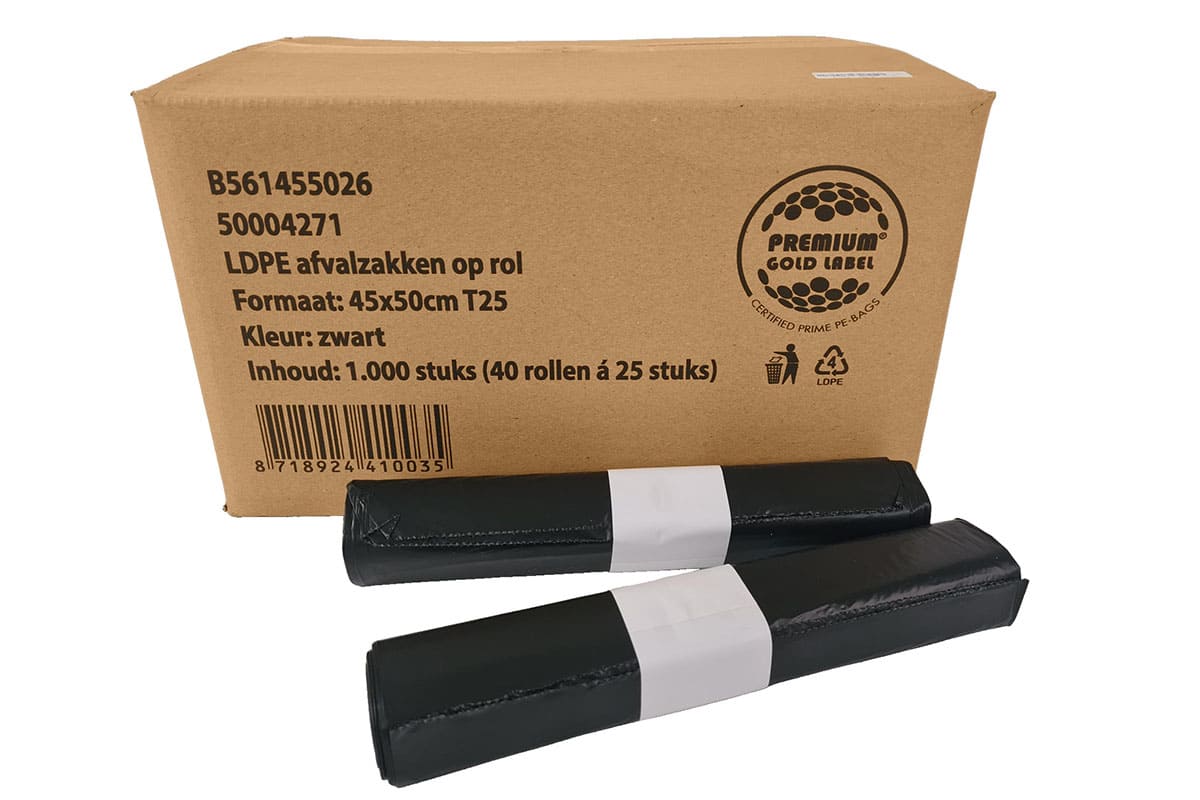 LDPE Afvalzakken zwart - 45 x 50cm (1000st)