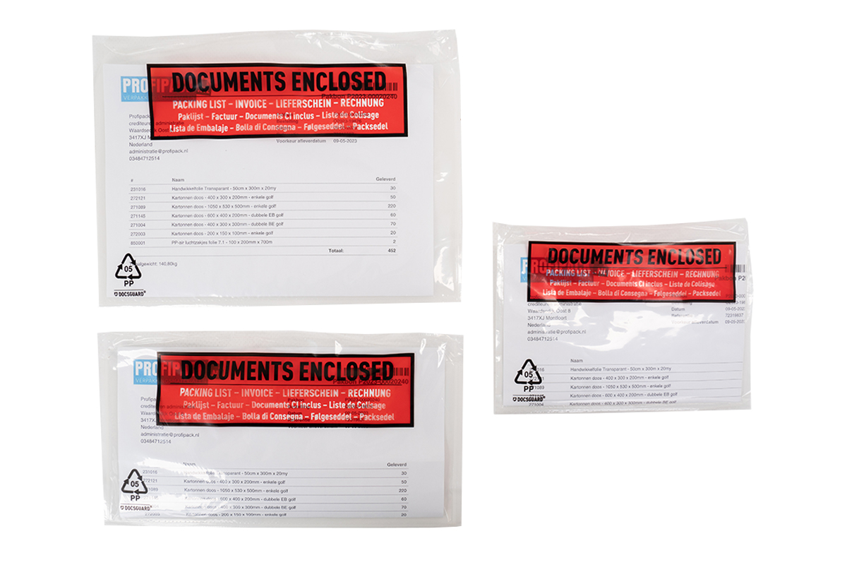Paklijst enveloppen Documents Enclosed - 225 x 122mm (250 st)