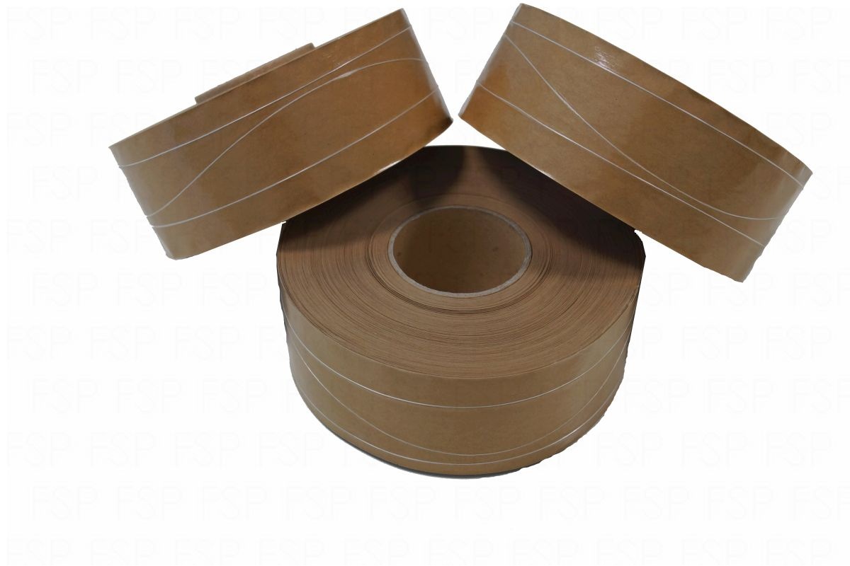 Papieren tape gegomd - 70mm x 200m x 70g/m2 (versterkt)