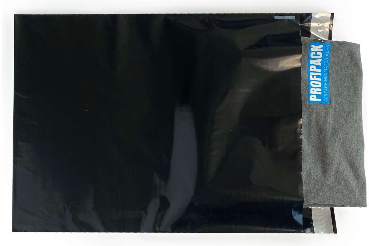 Coex verzendzakken zwart + retourstrip - 320 x 420mm (100 st)
