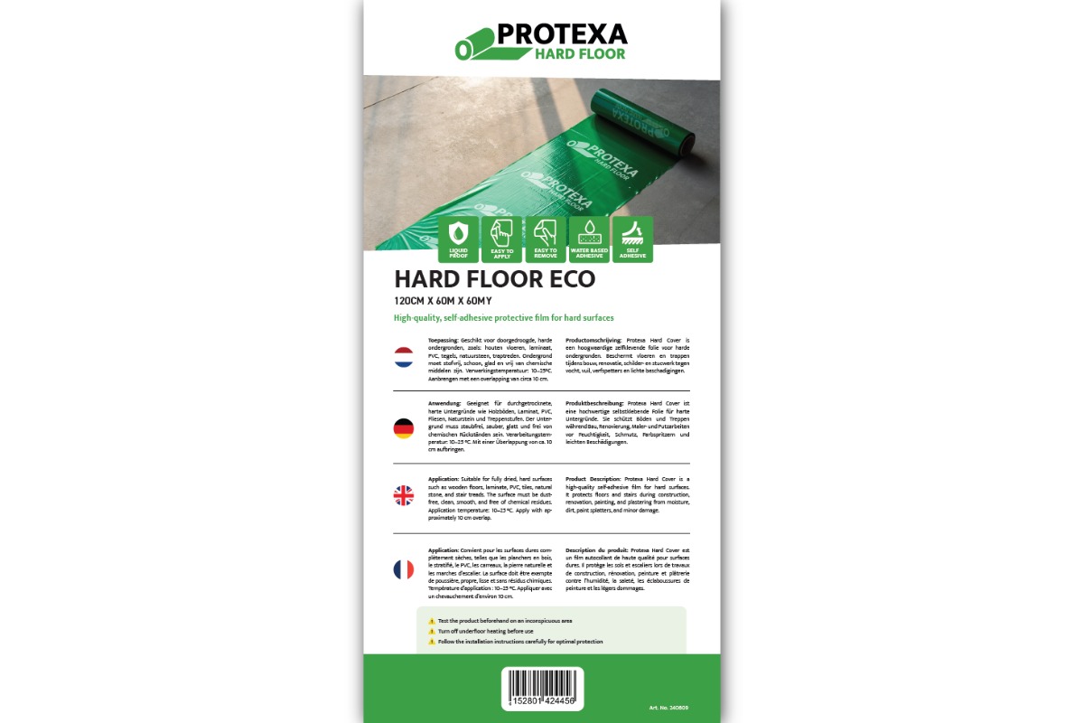 Protexa Harde Vloer Eco Afdekfolie zelfklevend - 120cm x 60m x 60my