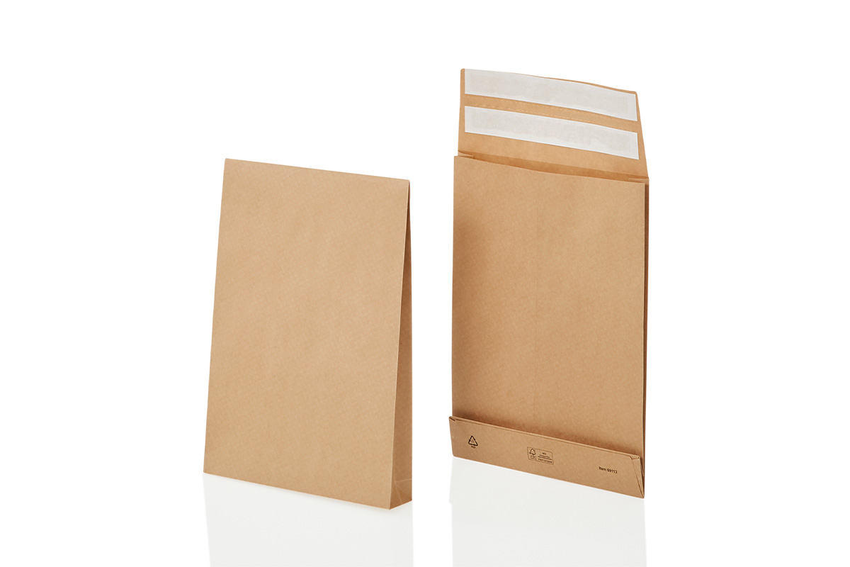 Papieren verzendzakken retour - 350 x 450 x 120 + 100 mm (200st)