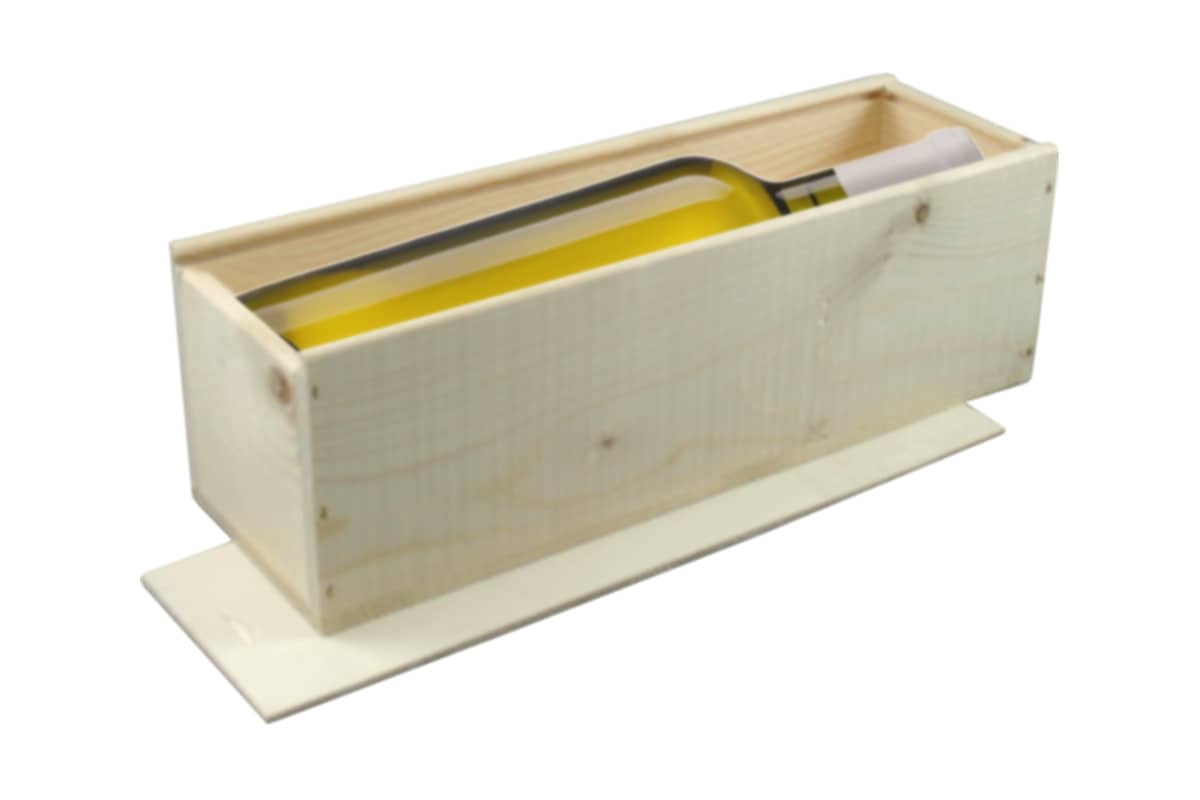 Wijnkist 1-fles met schuifdeksel - 340 x 95 x 85mm