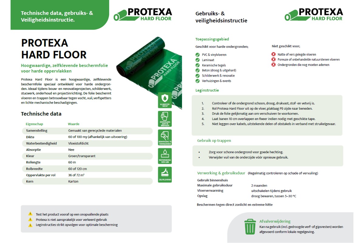 Protexa Harde Vloer Premium Afdekfolie zelfklevend - 60cm x 60m x 100my