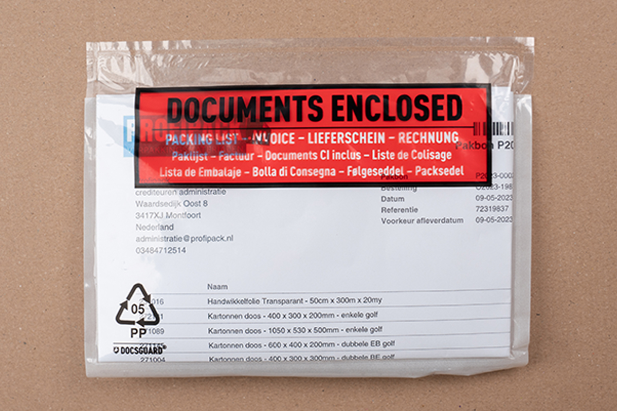 Paklijst enveloppen Documents Enclosed - 165 x 122mm (250 st)