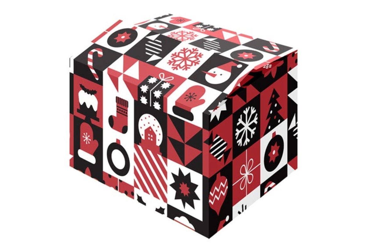 Kerstdoos ''Pattern Red'' -  390 x 290 x 126mm 