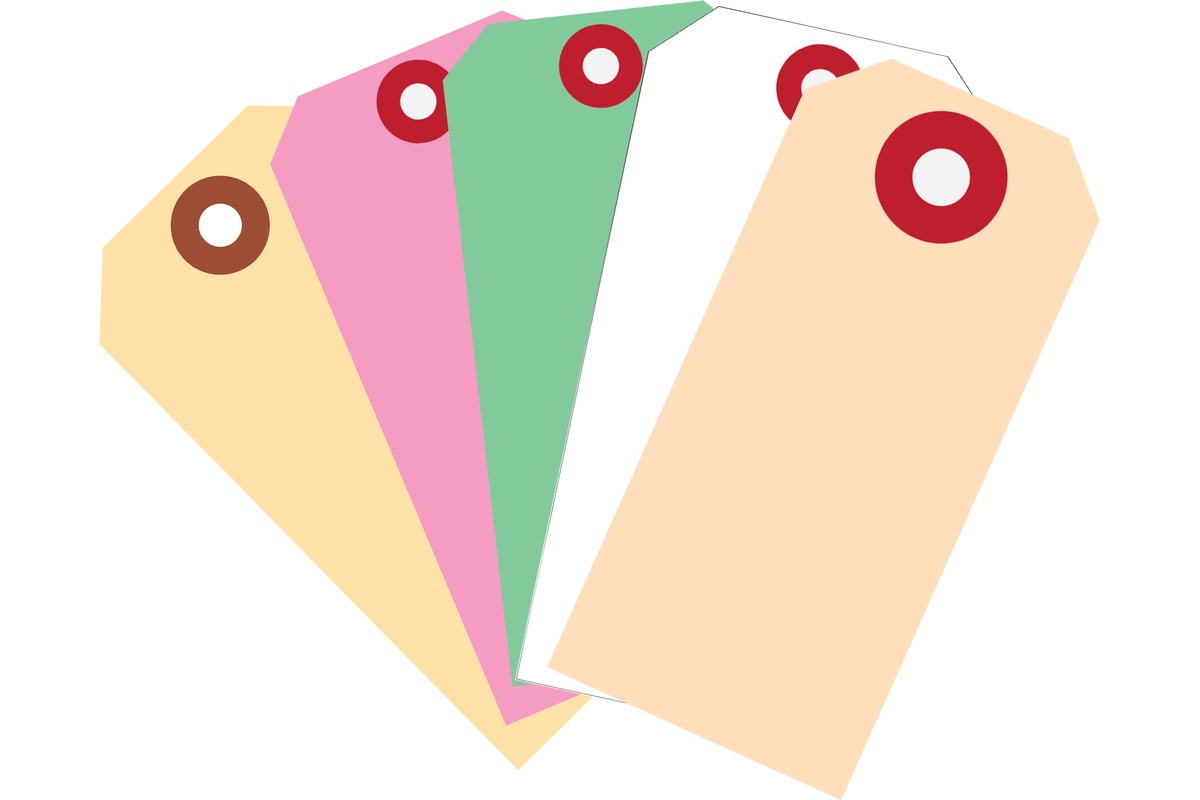 Kartonnen labels met versterkt oogje roze - 60 x 120mm (1000 st)