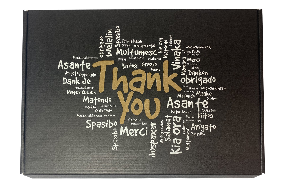 Brievenbus doosje zwart ''Thank you'' - 310 x 220 x 28mm (A4)