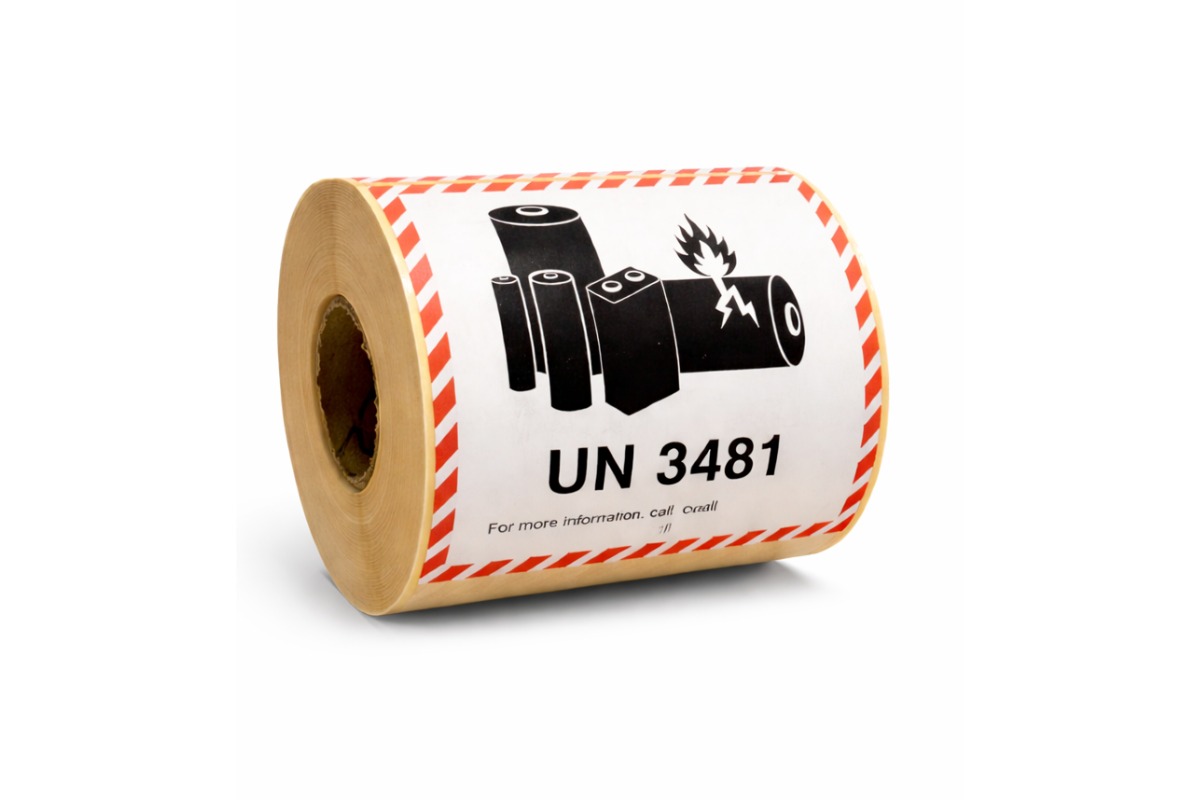  Waarschuwingsetiketten "UN 3481" - 100 x 100mm (500st)