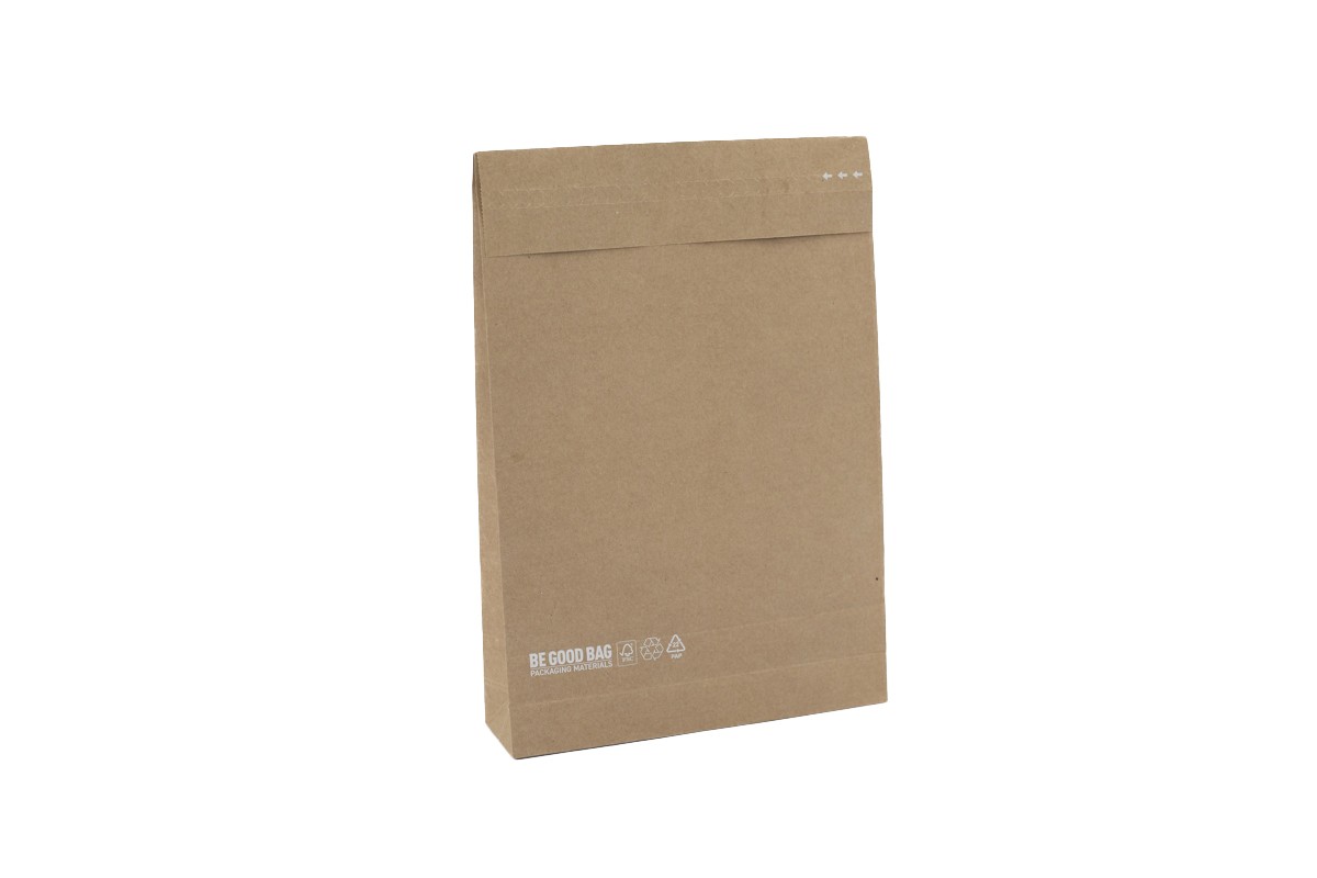 Papieren verzendzakken ''Be good bags'' 2 zijdes bedrukt - 320 x 430mm + 120mm