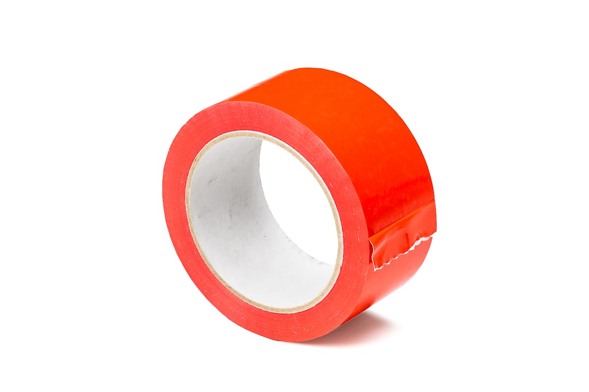 PVC tape transparant - 100mm x 66m rood, 50.0000 millimeter