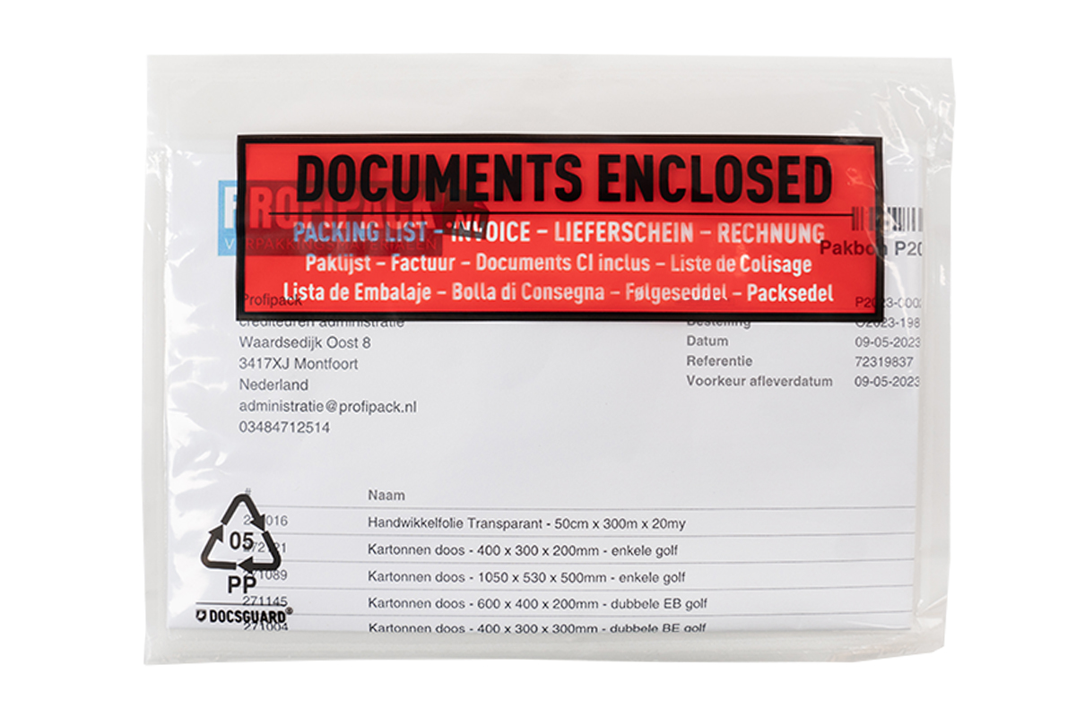 Paklijst enveloppen Documents Enclosed - 165 x 122mm (250 st)