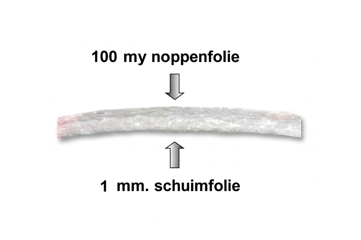 Noppenfolie met schuimfolie - 50 cm x 100m x 100my + 1mm
