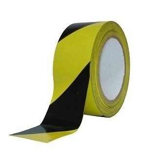 Afzetlint geel/zwart - 75mm x 500m