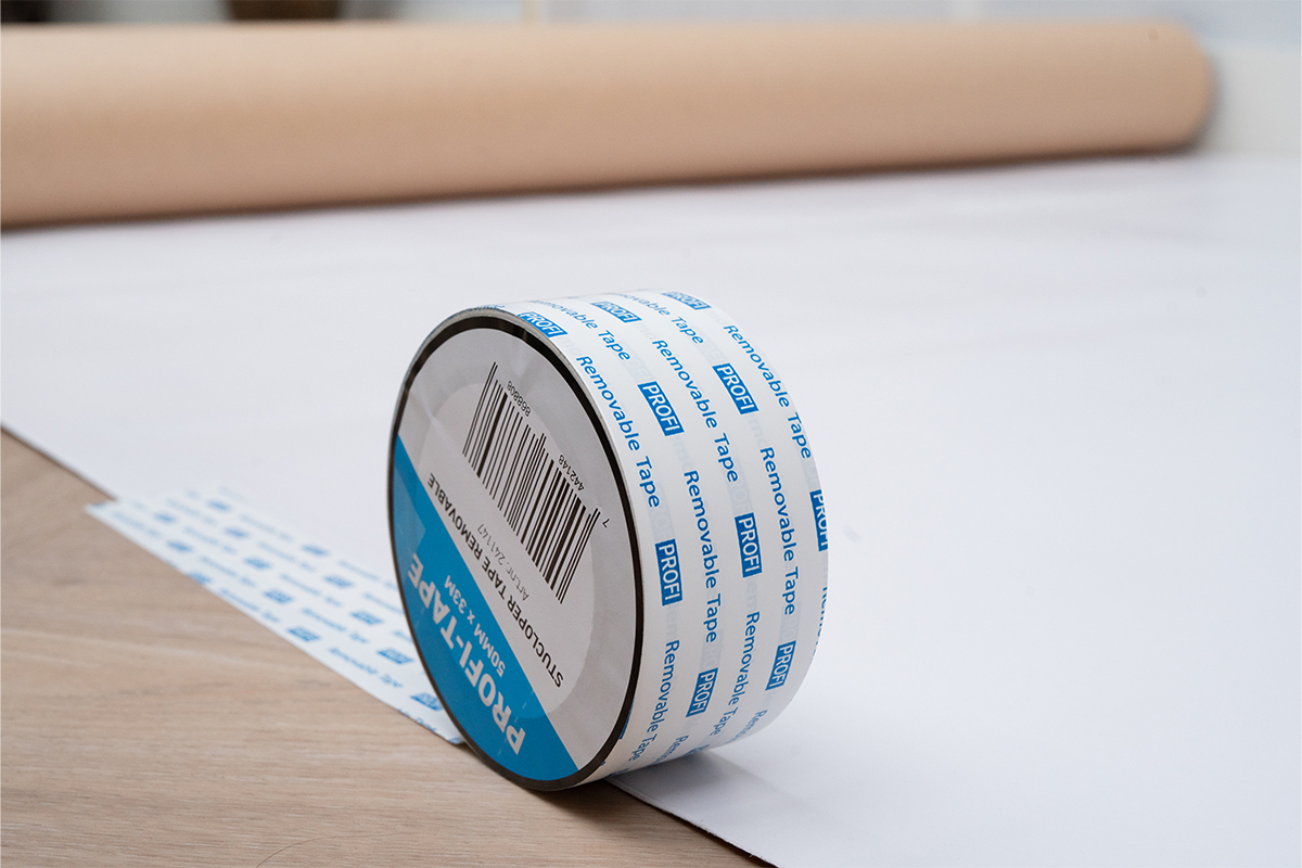 Stuclopertape removable + Kunststof kern - 50mm x 33m