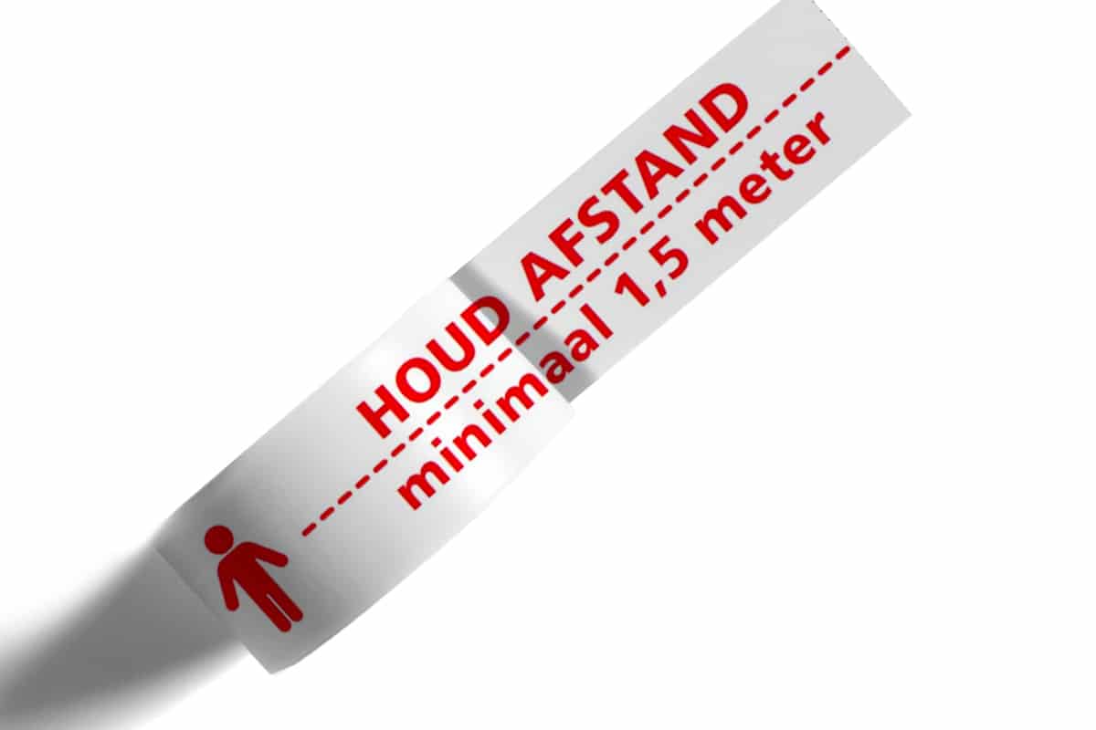 Vloermarkeringstape 'houd 1,5 meter afstand' 33m - wit (3 rol)