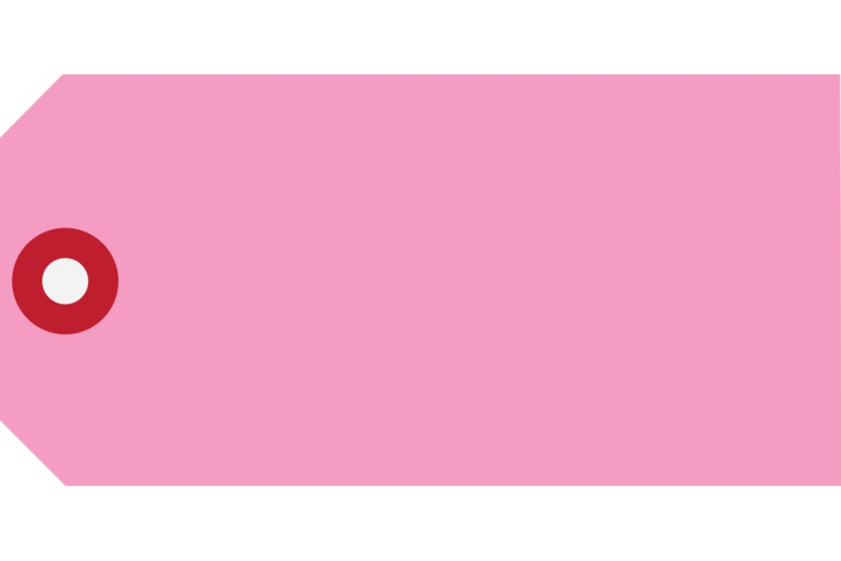 Kartonnen labels met versterkt oogje roze - 60 x 120mm (1000 st)