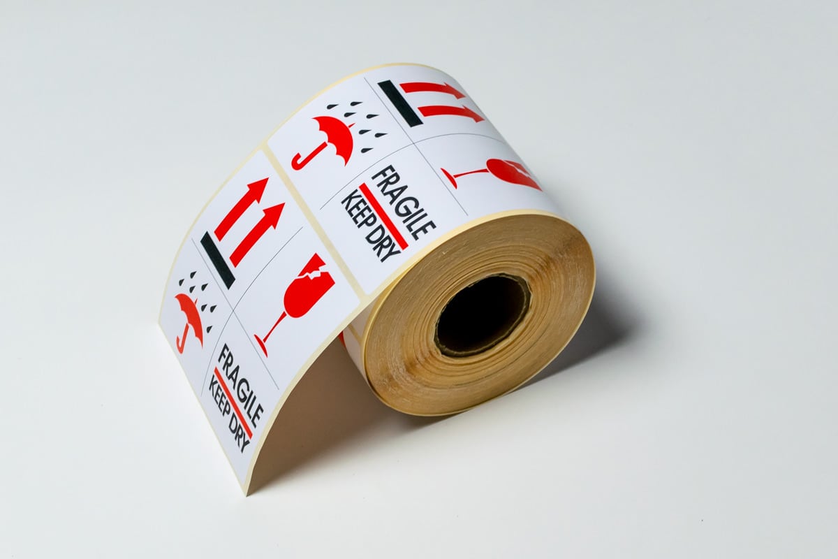 Waarschuwingsetiketten "Fragile / Keep dry" - 100 x 100mm (500 st)