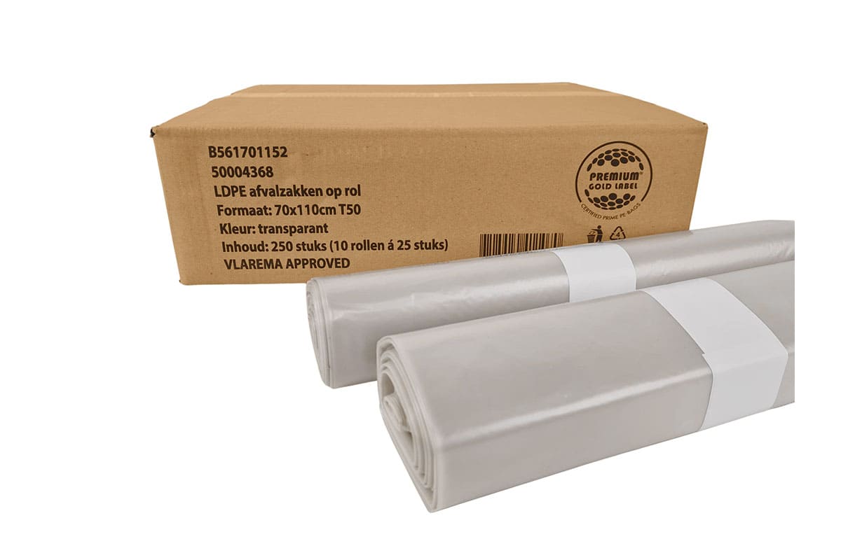 LDPE Afvalzak transparant 120L - 70 x 110cm x 35my (250st) LDPE Afvalzak transparant 120L - 70 x 110cm x 35my (250st)