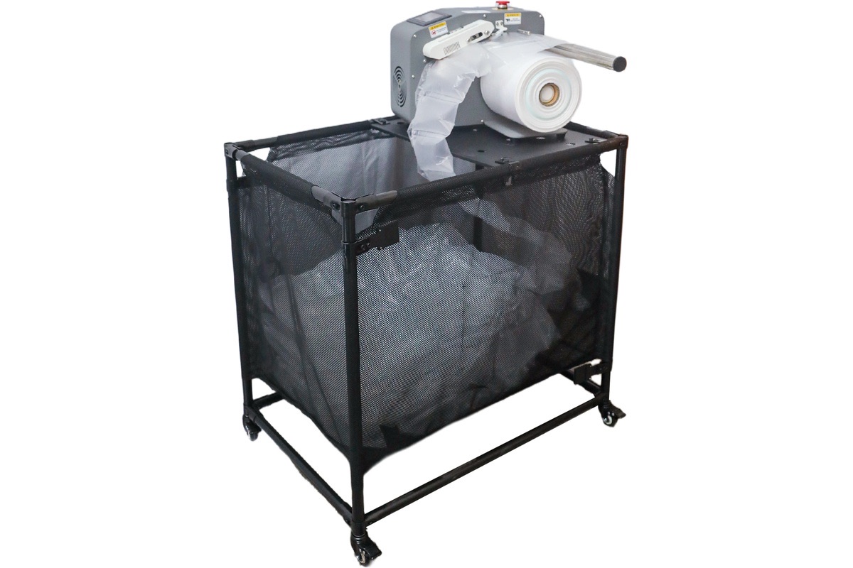 PP-air luchzakjes machine + opvangbak + 2 rollen luchtzakjes