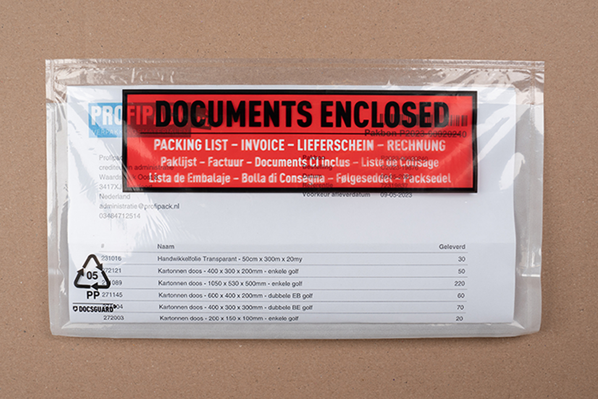 Paklijst enveloppen Documents Enclosed - 225 x 122mm (250 st)