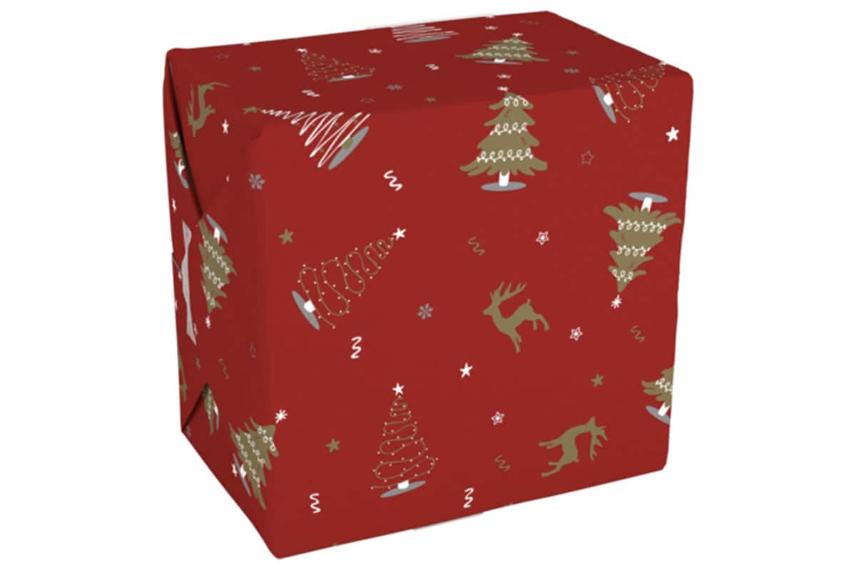 Kerst inpakpapier wonderful time rood 200m x 30cm 80g m