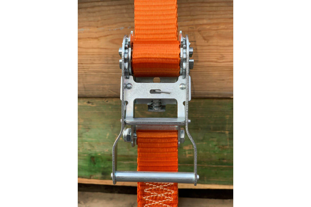 Spanband 2-delig oranje met J haak - 38mm x 6m (2 ton)