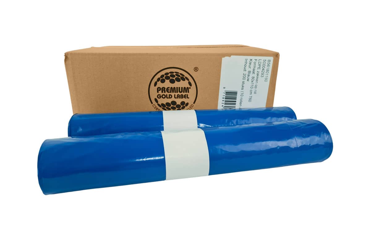 LDPE Afvalzak Blauw 160L - 80 x 110cm x T60 (200st)