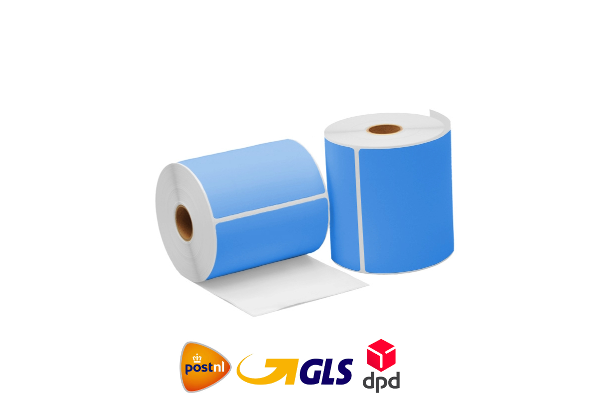 Blauwe verzendlabels