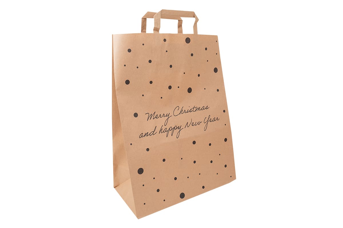 Papieren kerst draagtas - 320 x 160 x 420mm x 80gr (50st)