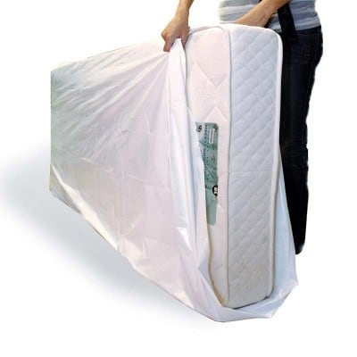 Plastic matrashoezen wit 1 persoons - 120 x 235 x 22cm x 50my (50 st)