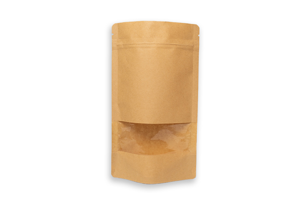 Kraftpapier stazakken bruin met venster 250ml - 110 x 150mm (100st)
