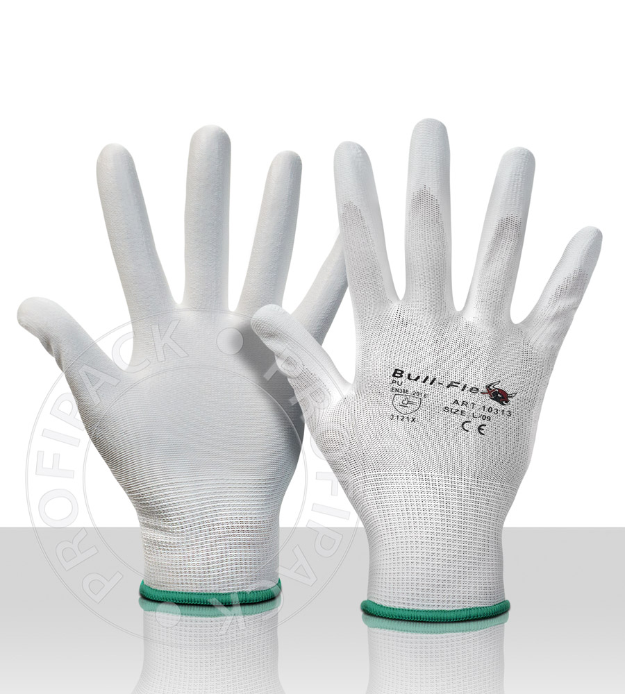 Bullflex PU nitril montagehandschoenen wit - maat 8/M