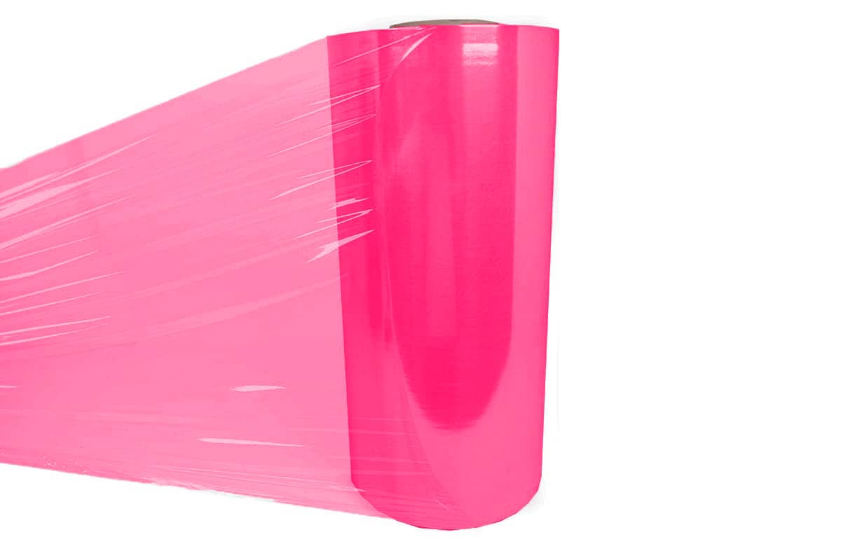 Machinewikkelfolie roze - 50cm x 1500m x 23my x 150% (per rol)