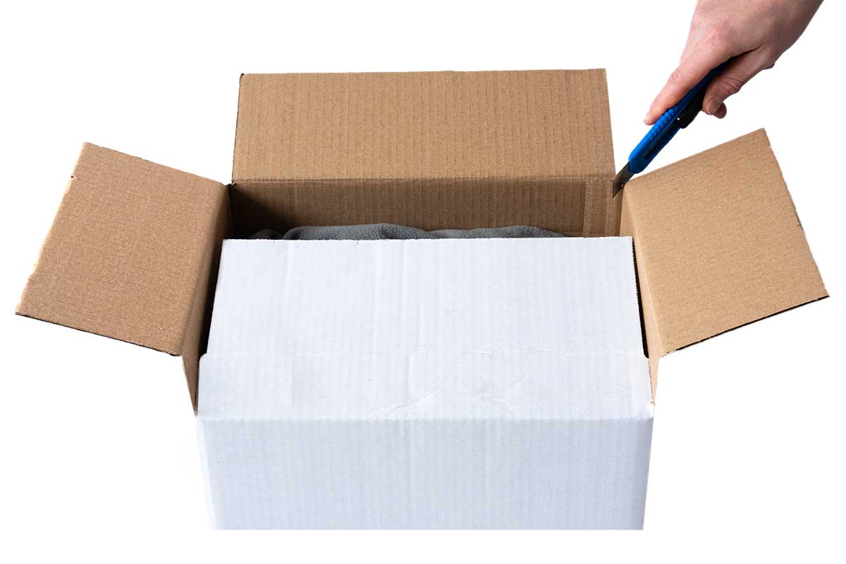 Kartonnen doos wit - 400 x 300 x 300mm (enkele golf)