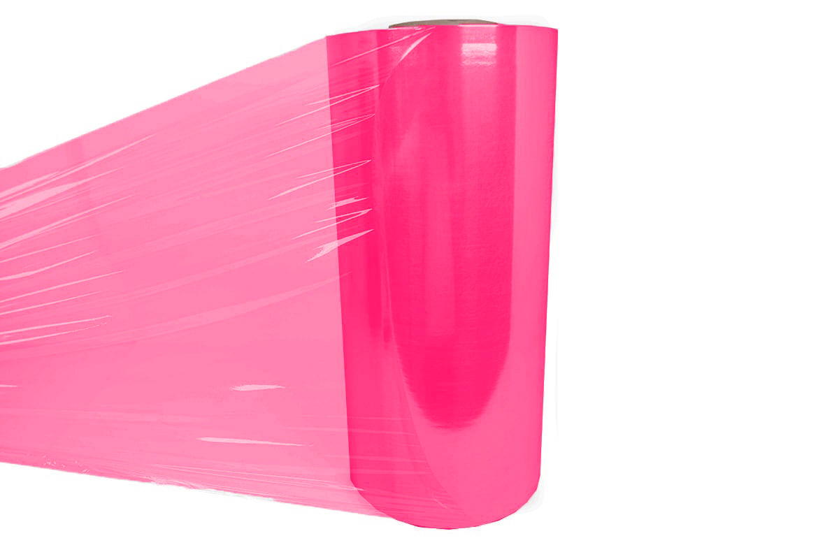Machinewikkelfolie roze - 50cm x 1500m x 23my x 150% (per rol)