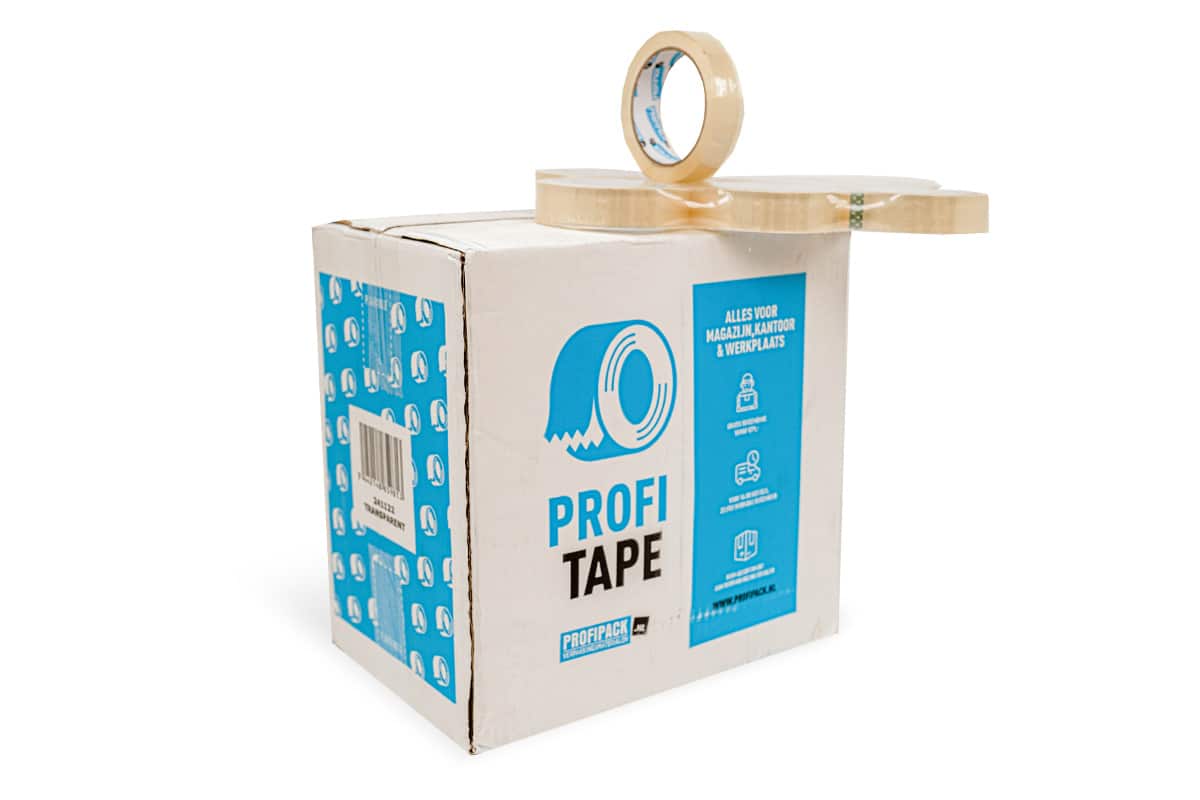 PP acryl tape transparant - 25mm x 66m
