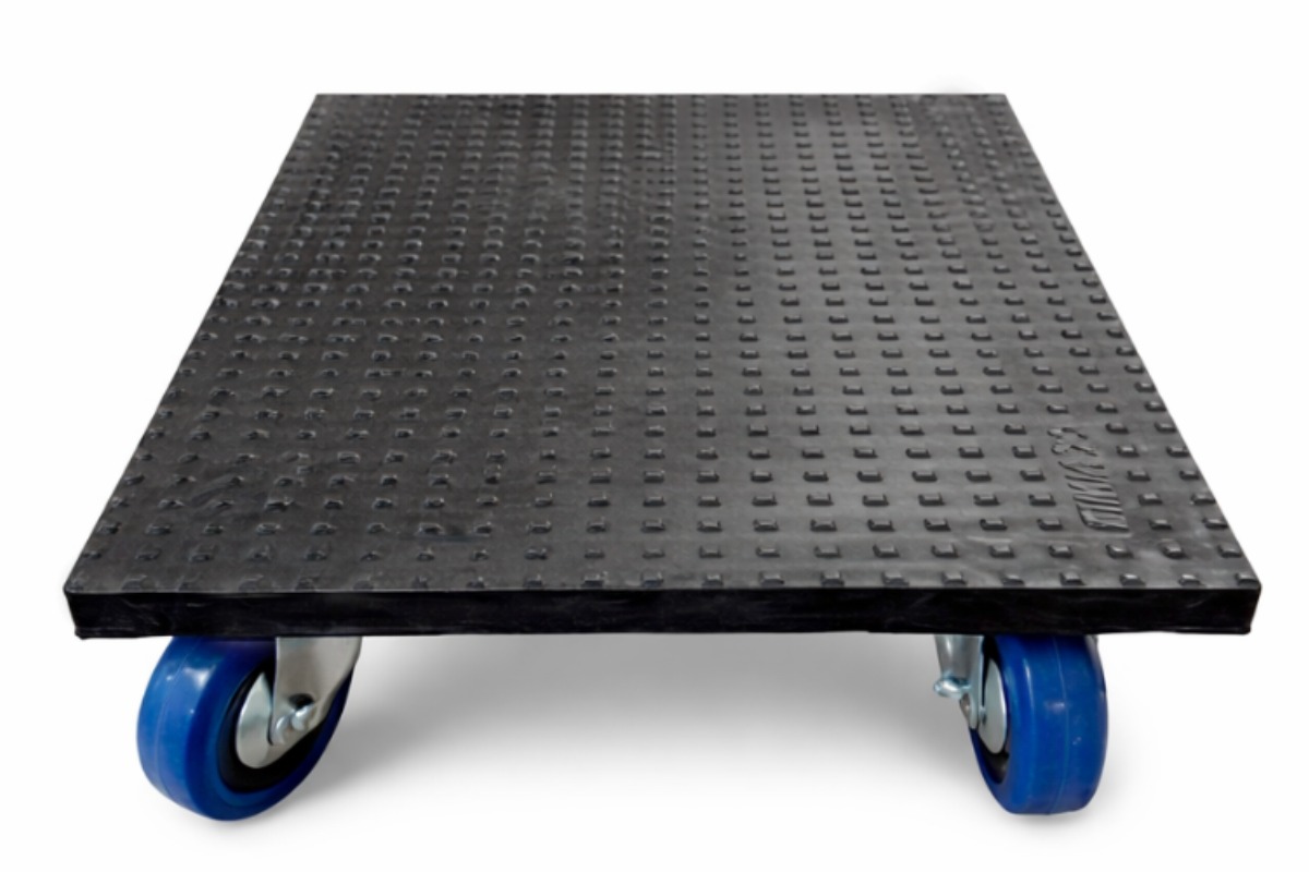 Meubelhondje met antislip zwart +  Rubber wiel blauw (300kg) - 40 x 60cm 