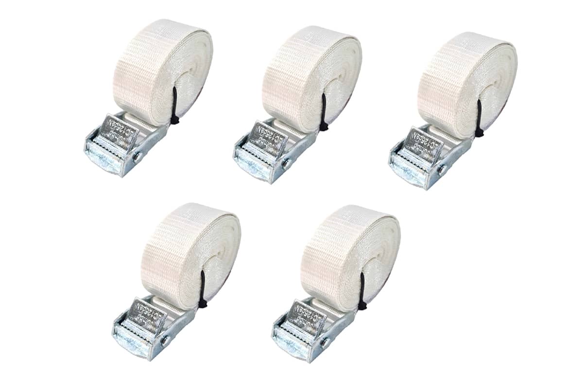 Bagagegordel spanband wit + gesp - 25mm x 1,5m