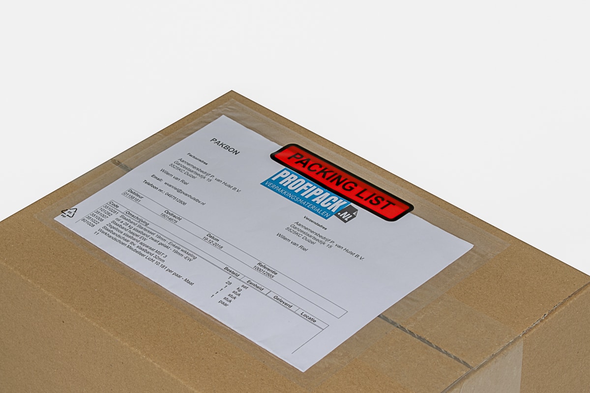 Paklijst enveloppen Packing List - 165 x 122mm (1.000 st)