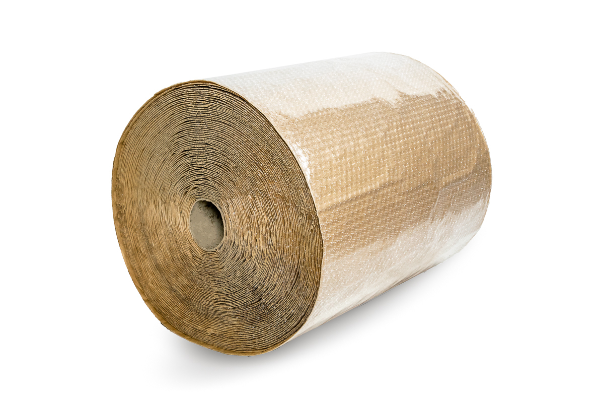 Noppenfolie met kraftpapier - 50cm x 50m x 75my Noppenfolie met kraftpapier - 50cm x 50m x 75my